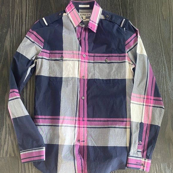 NWOT- Express Button Down Dress Shirt-Size -S-P 14-14-1/2🍍A-2 - Picture 1 of 3